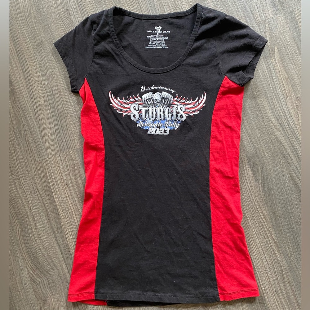 Woman’s biker print tee shirt